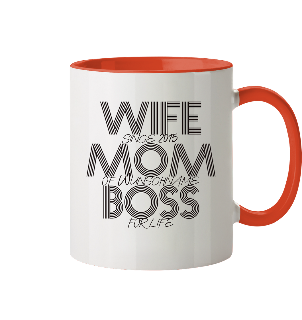 Wife Mom Boss Personalisiert - Tasse zweifarbig